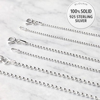 Chaîne maille boule en argent massif 925/1000 – Collier boules serrées argent 925