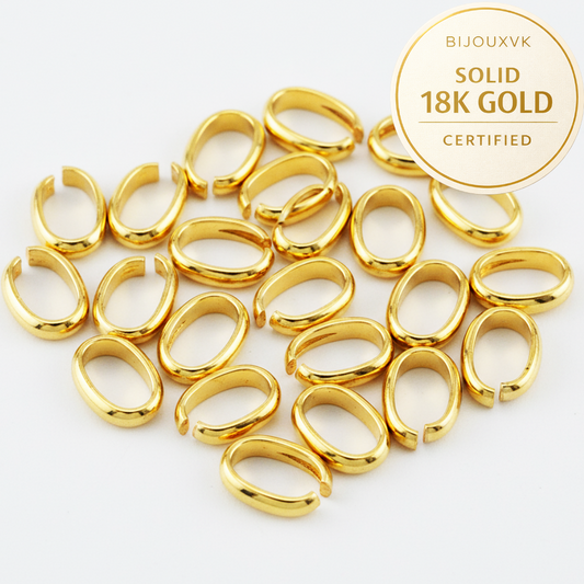 Bélière ovale en or jaune massif 18 carats 750/1000 – Attache/support pendentif demi-jonc