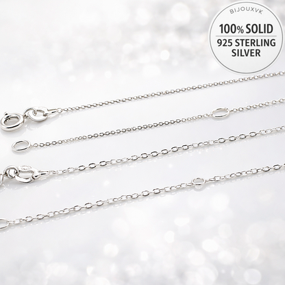 Chaîne maille forçat claire diamantée réglable en argent massif 925/1000 – Collier argent ajustable