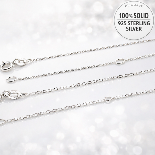 Chaîne maille forçat claire diamantée réglable en argent massif 925/1000 – Collier argent ajustable