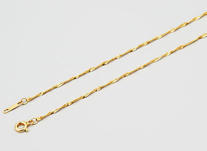 18K Solid Gold Anklet Bracelet - Singapore Mesh - 750/1000 - 18K