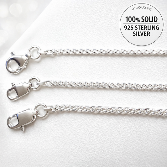 Chaîne maille palmier (spiga / blé) en argent massif 925/1000 – Collier tressé argent