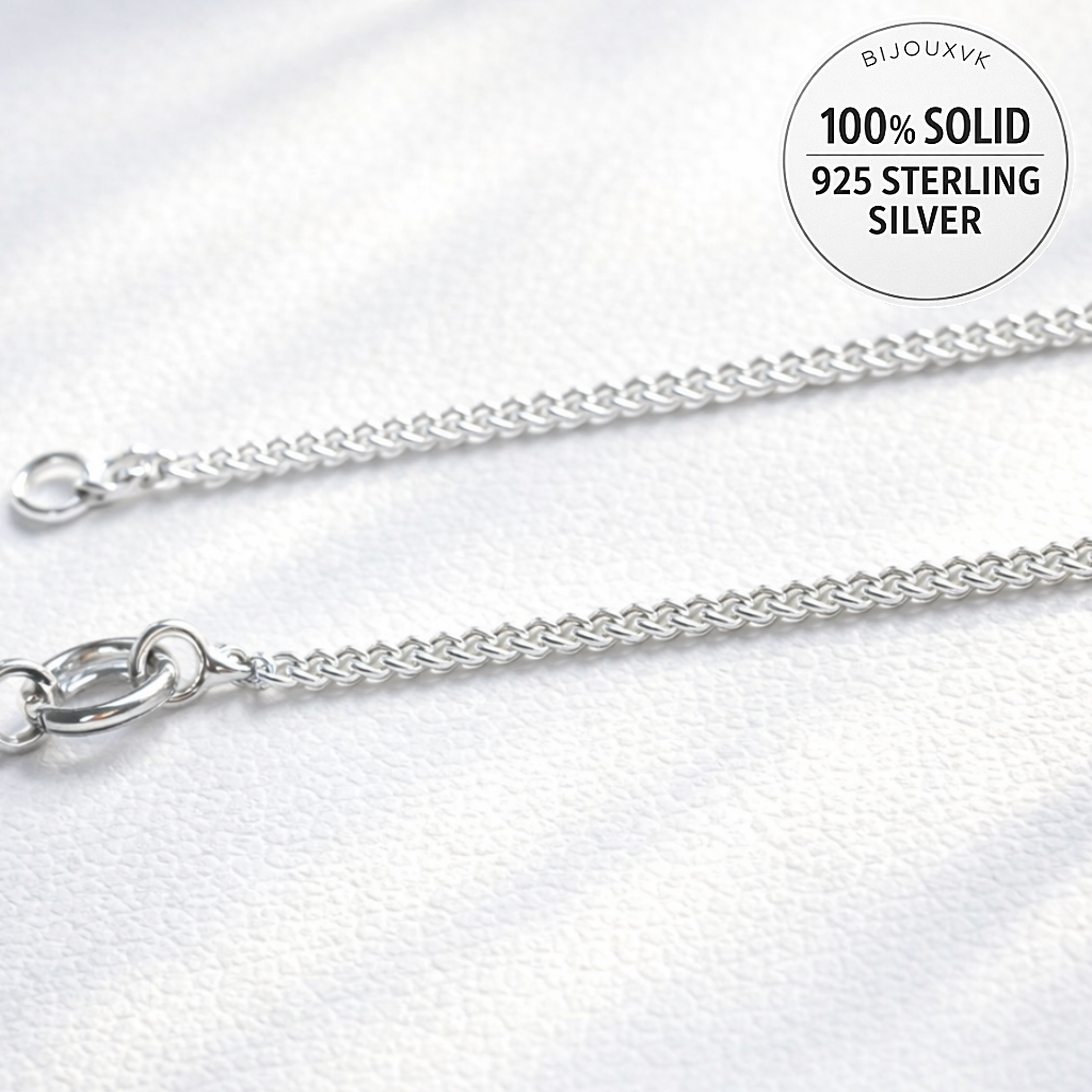 Solid silver chain 925/1000 diamond-cut curb link 1.5 mm