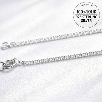 Solid silver chain 925/1000 diamond-cut curb link 1.5 mm