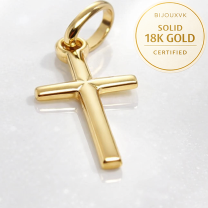Solid 18K Yellow Gold Cross Pendant 750/1000 18K - with box and gift bag
