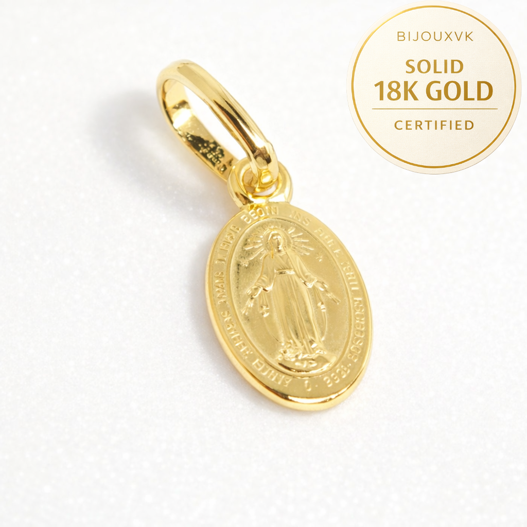 "Virgin Medal" pendant in solid 18-carat yellow gold 750/1000 18K