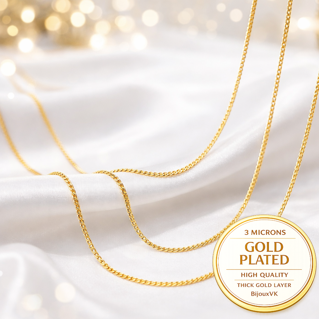 Gold plated diamond curb chain - high quality European gold plated
