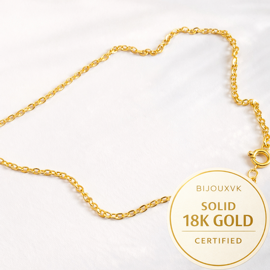 Chaîne de cheville en or jaune massif 18 carats 750/1000 – Maille forçat miroir brillante – Chevillère en or 18K