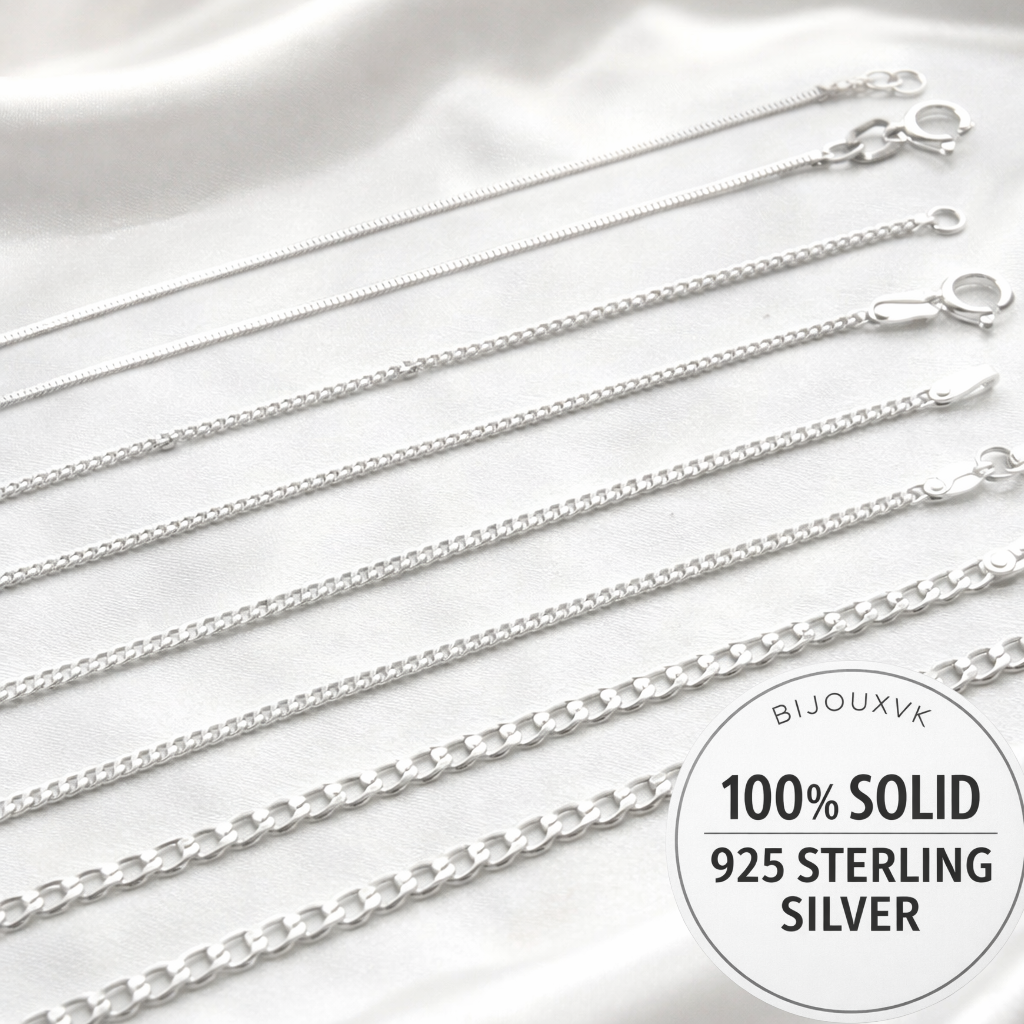 Solid silver chain 925/1000 diamond-cut curb link 1.5 mm