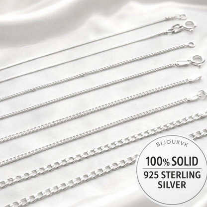 Solid silver chain 925/1000 diamond-cut curb link 1.5 mm