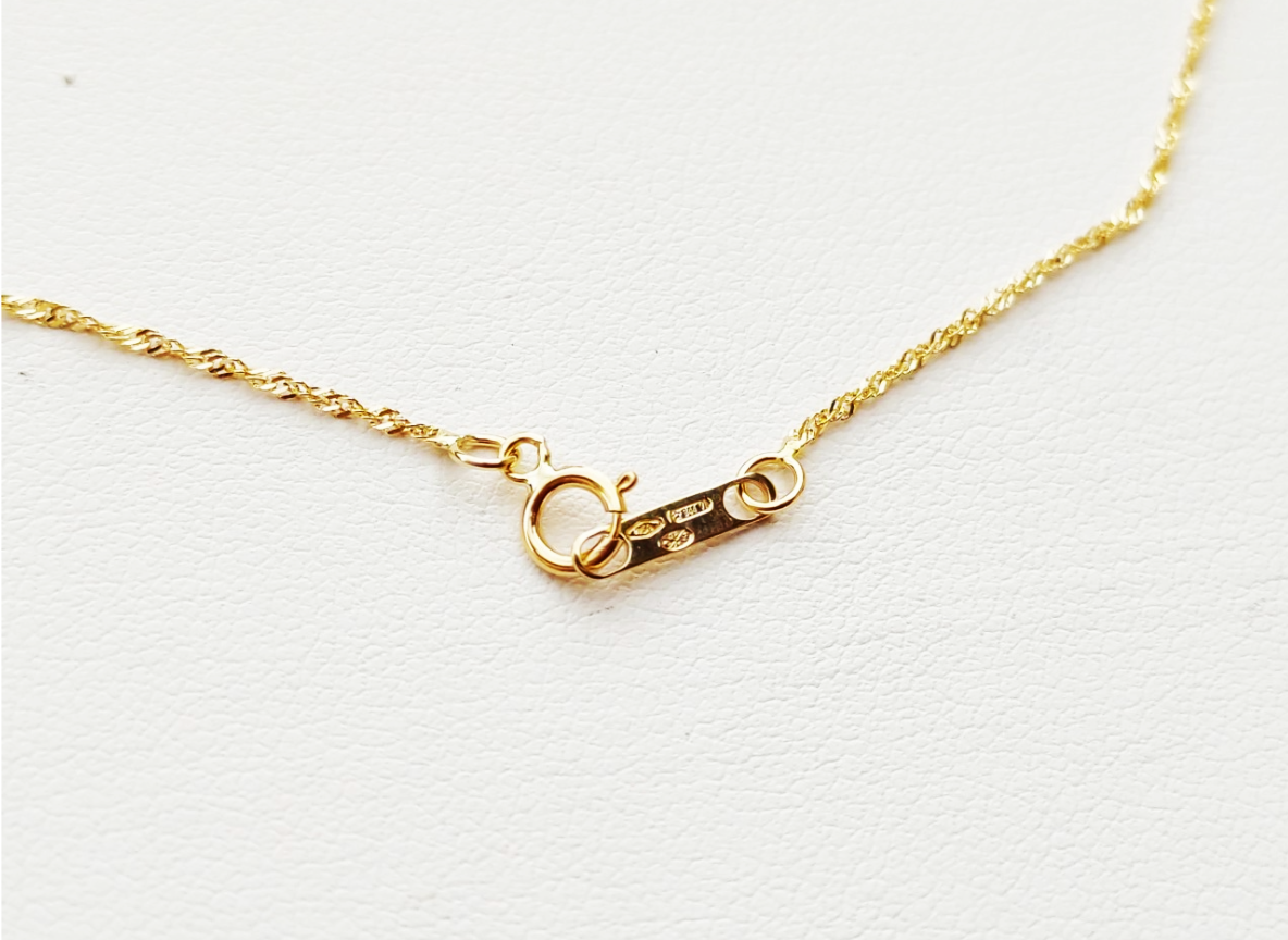 18K Solid Gold Anklet Bracelet - Singapore Mesh - 750/1000 - 18K