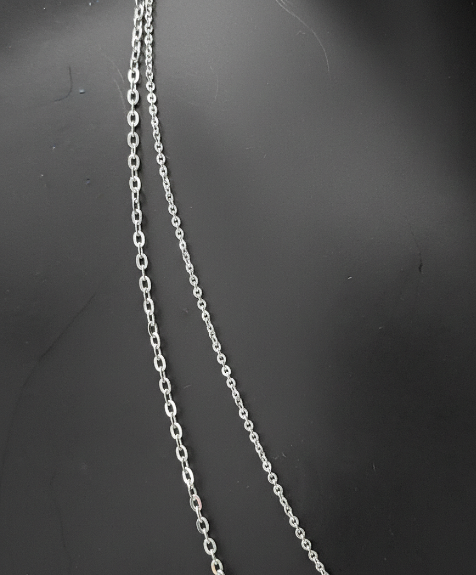 Chaîne maille forçat claire diamantée réglable en argent massif 925/1000 – Collier argent ajustable
