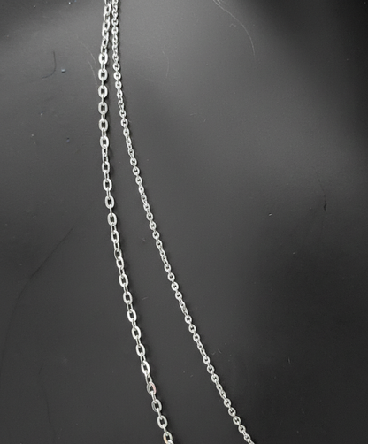 Chaîne maille forçat claire diamantée réglable en argent massif 925/1000 – Collier argent ajustable