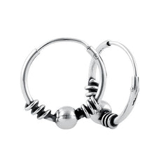 Load image into Gallery viewer, Bali hoop earrings in solid 925/1000 silver - patterned hoops style 7
