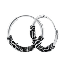 Load image into Gallery viewer, 925 Sterling Silver Hoop Earrings Style 10 - 17.5mm - Patterned Hoops - With Gift Box and Pouch
