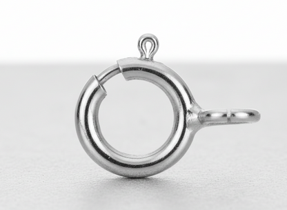 Fermoir anneau ressort en or massif couleur or gris, disponible en 18 carats et 9 carats, pour création et réparation de bijoux