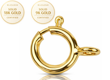 Charger l'image dans la galerie, Fermoir anneau ressort en or massif couleur or jaune, disponible en 18 carats et 9 carats, pour création et réparation de bijoux
