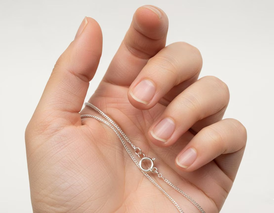 Solid silver chain 925/1000 diamond-cut curb link 1.5 mm