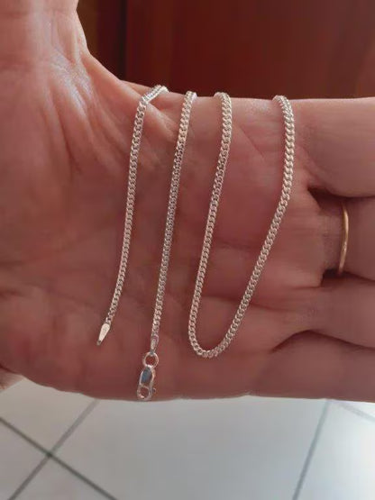 Solid silver chain 925/1000 diamond-cut curb link 1.5 mm