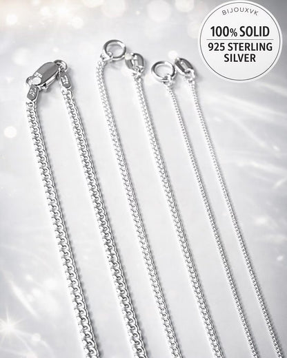 Solid silver chain 925/1000 diamond-cut curb link 1.5 mm