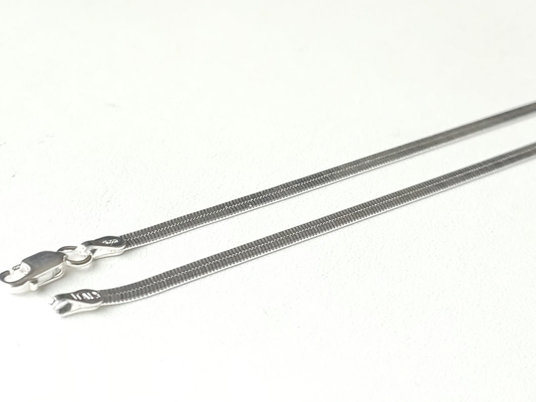 925/1000 solid silver chain with flat snake mesh - with box and gift bag - for women or children
