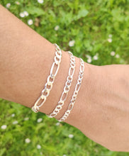 Load image into Gallery viewer, Bracelet/Gourmette in solid silver 925/1000 - Figaro mesh
