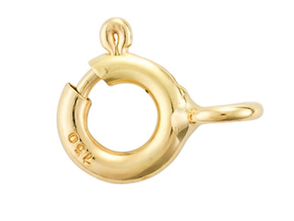 Fermoir anneau ressort en or massif 18 carats couleur or jaune, pour création et réparation de bijoux