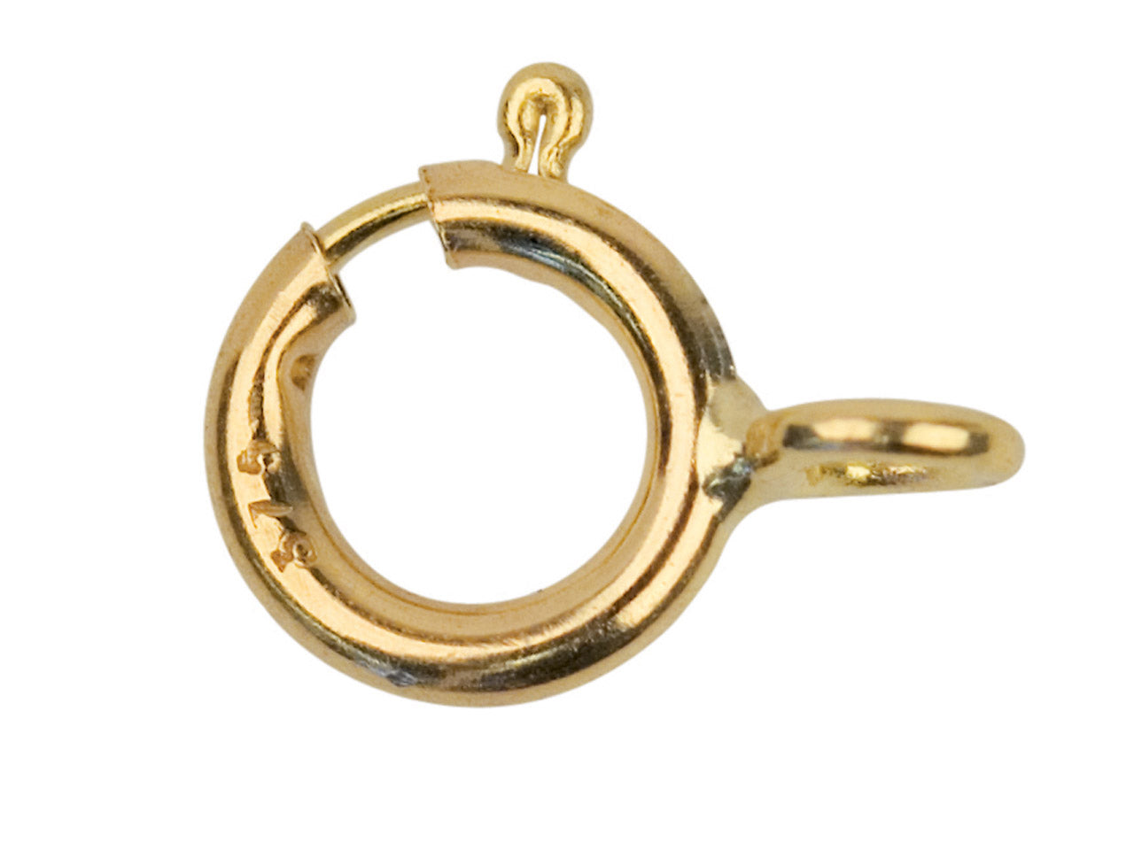 Fermoir anneau ressort en or massif 9 carats (375/1000) couleur or jaune, pour création et réparation de bijoux 