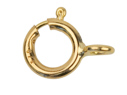 Fermoir anneau ressort en or massif 9 carats (375/1000) couleur or jaune, pour création et réparation de bijoux 