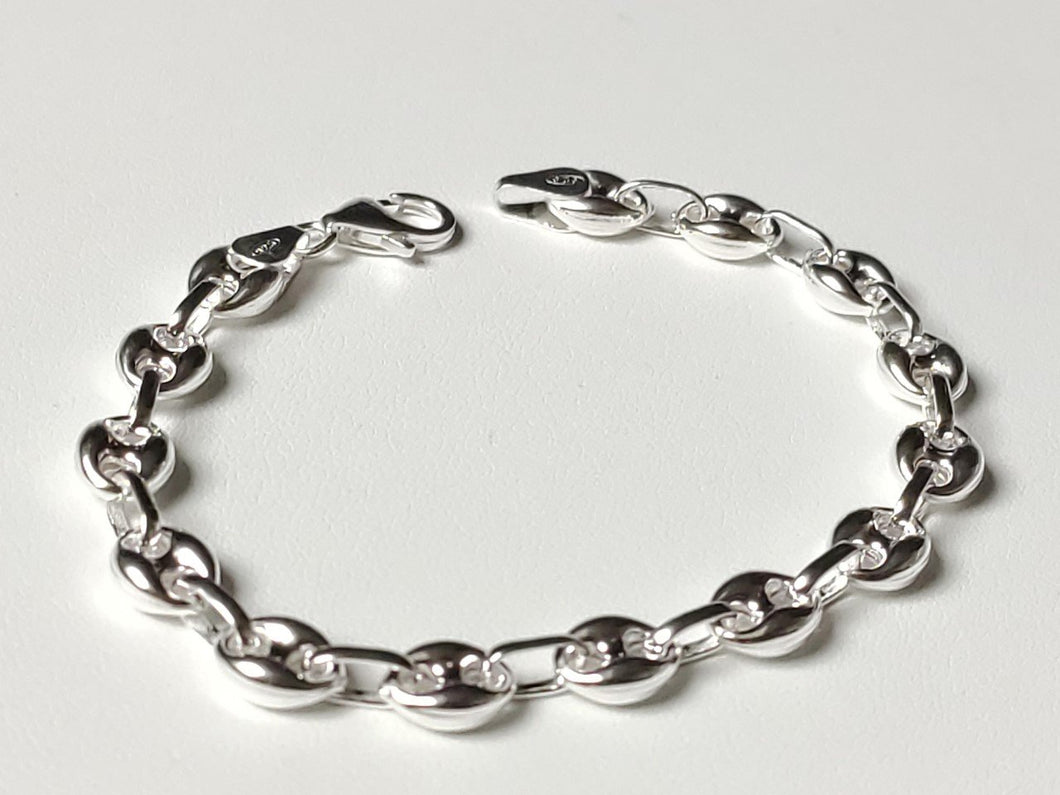 Bracelet/Gourmette in solid silver 925/1000 - Coffee bean mesh