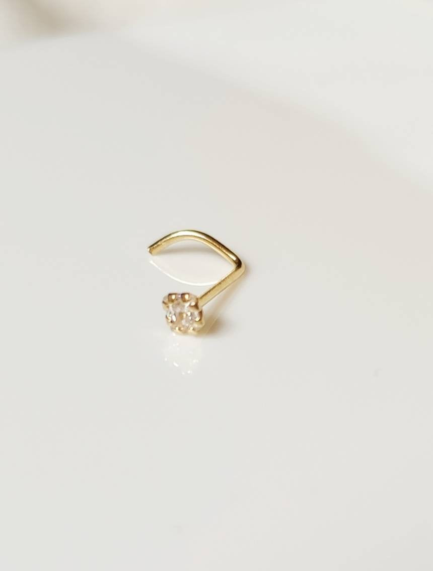 Piercing de nez or jaune massif 18 carats 18K 750/1000 sertie