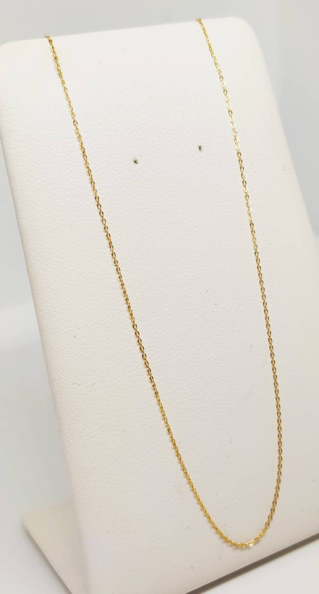 Fine chaine en or jaune massif 18 carats 18K 750/1000 maille forçat légère