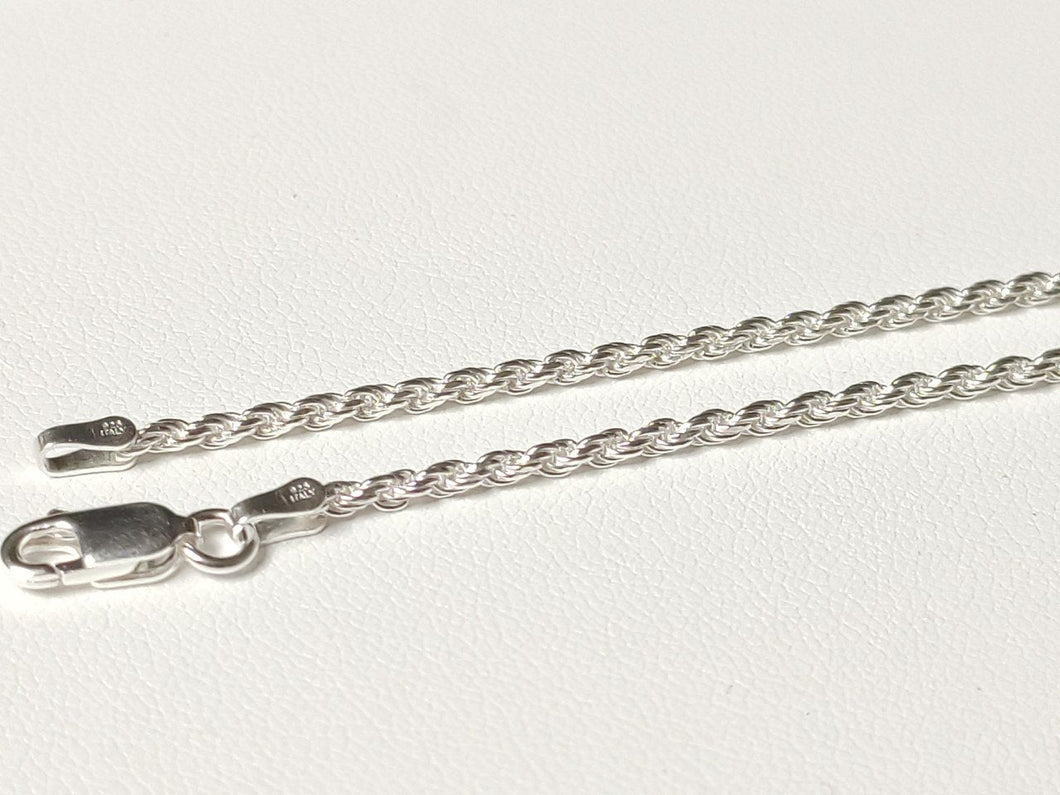 925/1000 solid silver chain, 1.85 mm rope mesh