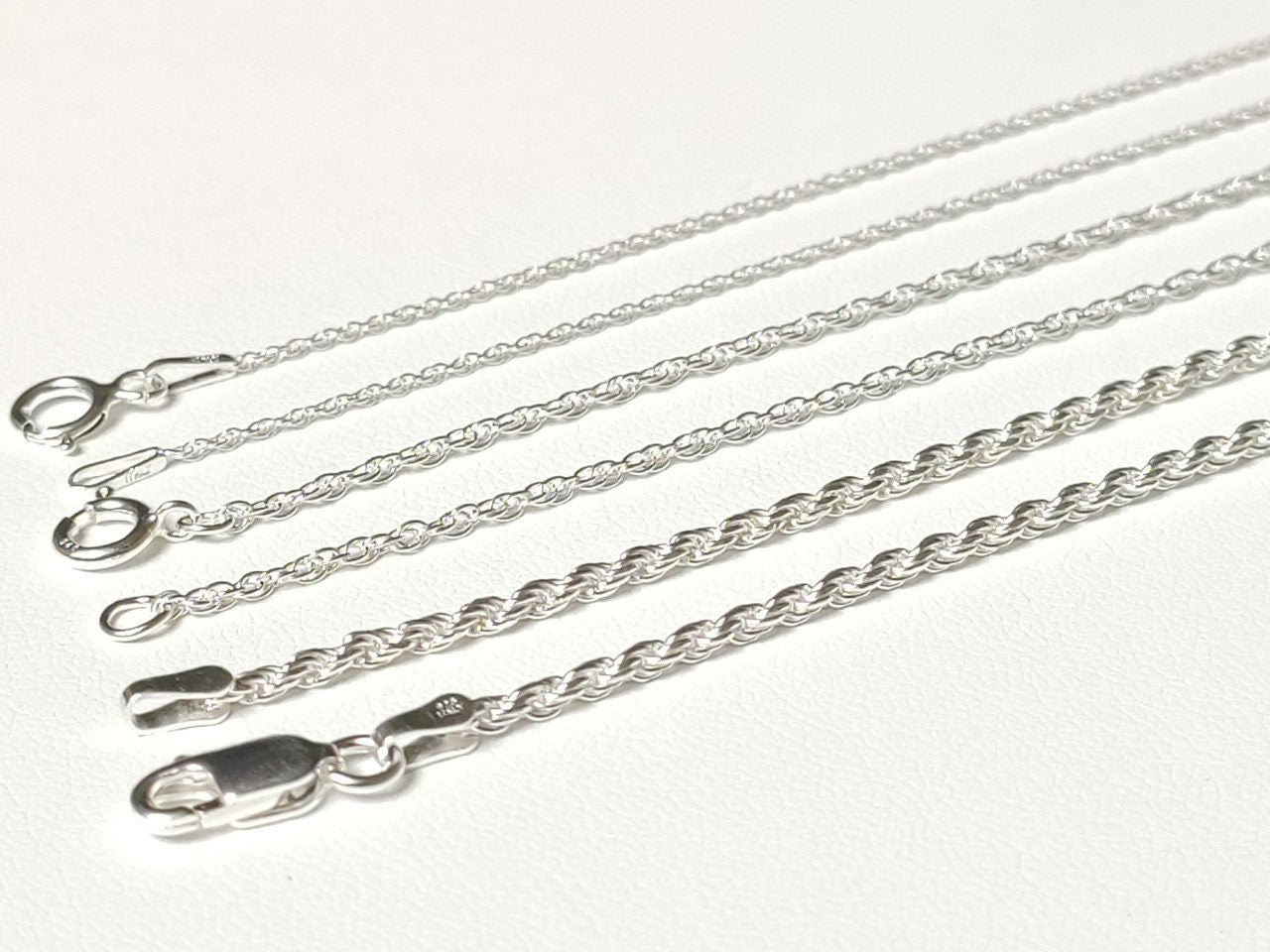 Chaîne maille corde en argent massif 925/1000 – Collier argent 925 maille corde tressée