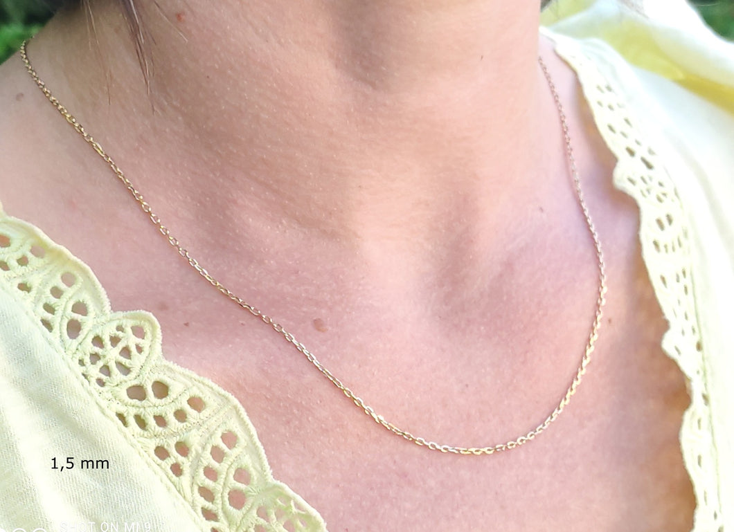 Chaine en or plaqué maille forçat diamantée - plaqué or européen haute qualité