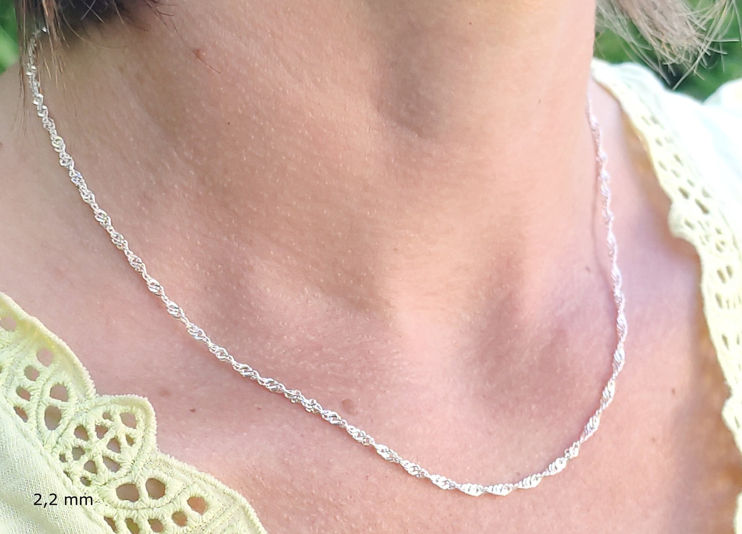 925/1000 solid silver chain twisted 2.2 mm