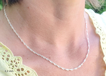 925/1000 solid silver chain twisted 2.2 mm