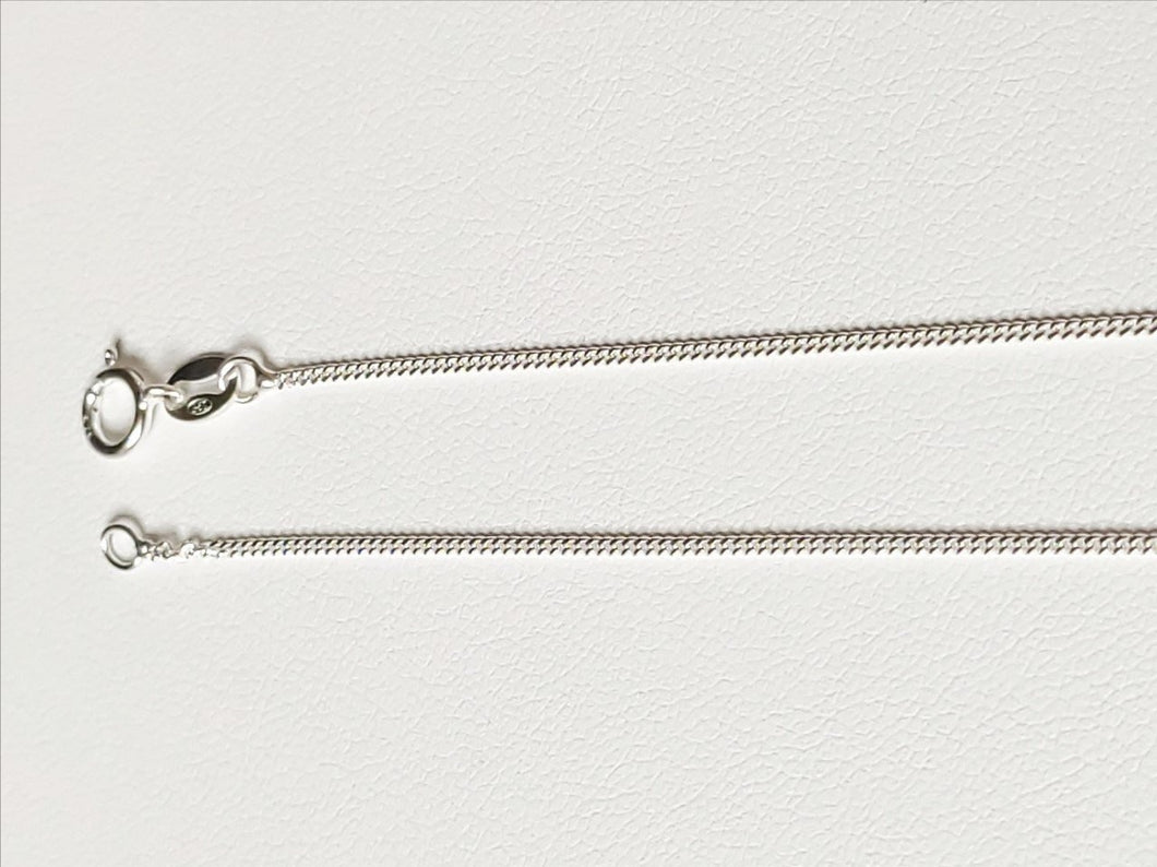 Fine solid silver chain 925/1000 diamond-cut curb link 0.9 mm