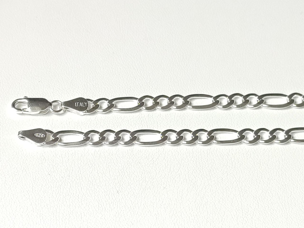 925/1000 solid silver chain figaro mesh 5.1 mm