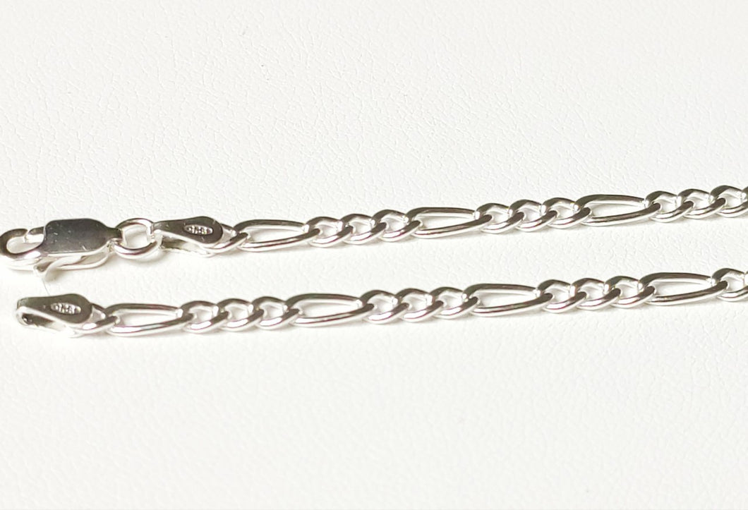 925/1000 solid silver chain figaro mesh 3.1 mm