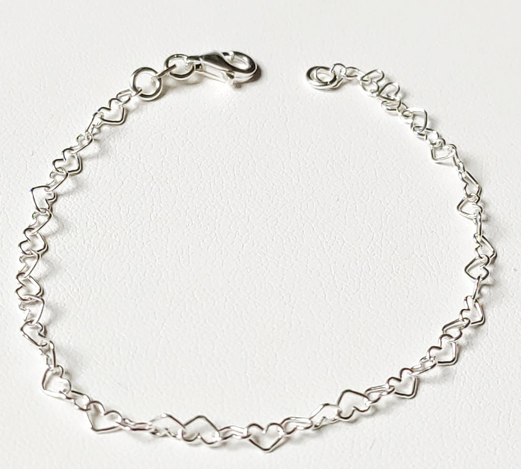 Bracelet/Gourmette in solid silver 925/1000 - Heart mesh