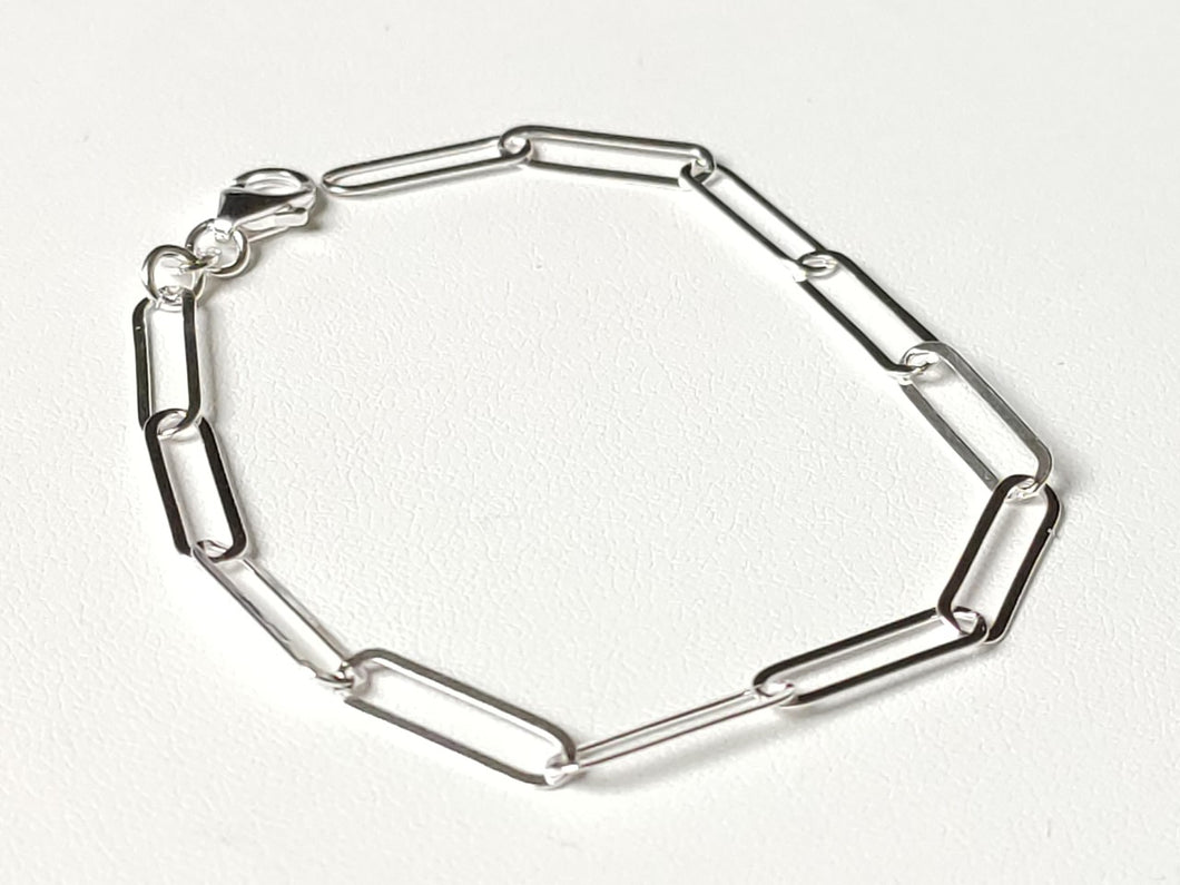 Bracelet/Gourmette in solid silver 925/1000 - Flat jaseron mesh
