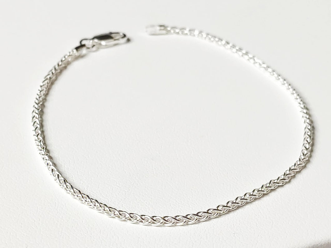 925/1000 solid silver bracelet/ankle chain - Spiga mesh
