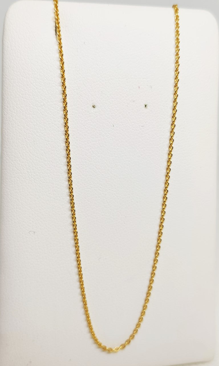 18K 750/1000 solid yellow gold chain - round curb link