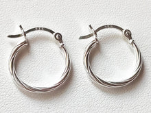 Load image into Gallery viewer, 925 Solid Silver Hoop Earrings - Twisted Hoops
