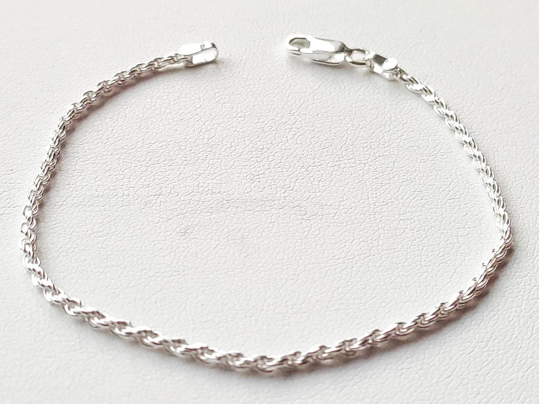 925/1000 solid silver bracelet/ankle chain - Rope mesh