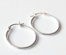 Load image into Gallery viewer, 925 Solid Silver Hoop Earrings - Twisted Hoops
